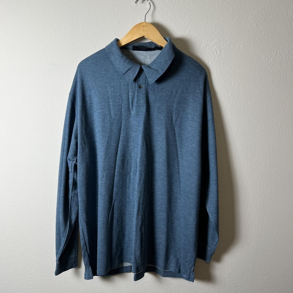 Greg Norman Pullover Shirt Mens XL Blue Long Sleeve Golf Casual Viscose Blend